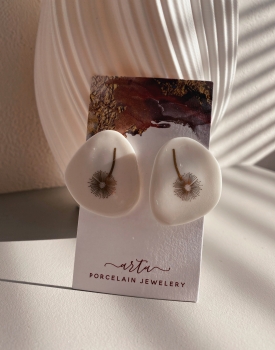 Porcelain earrings "Brightness" pearl white 